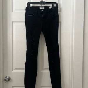 FRAME Black Distressed Skinny Jeans size 28